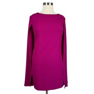 Ralph Lauren Women's Cocktail Dress Size 12 Fuchsia Pink Sleeveless Caped Sheath